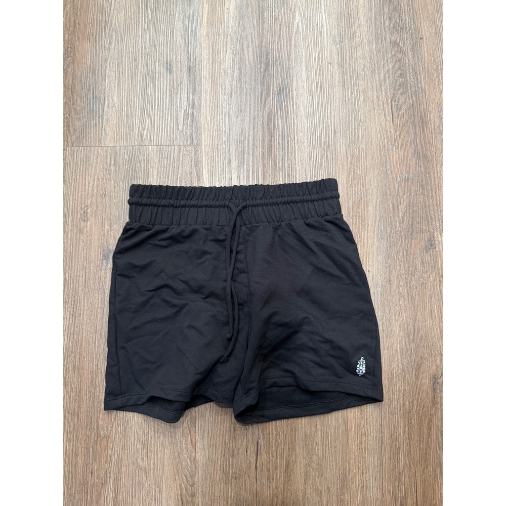FP Movement Womens Black Smocked Waist Athletic Shorts XS Drawstring Solid 4187